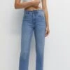 PULL & BEAR High Waist - Straight Leg Jeans - Stone Blue Denim