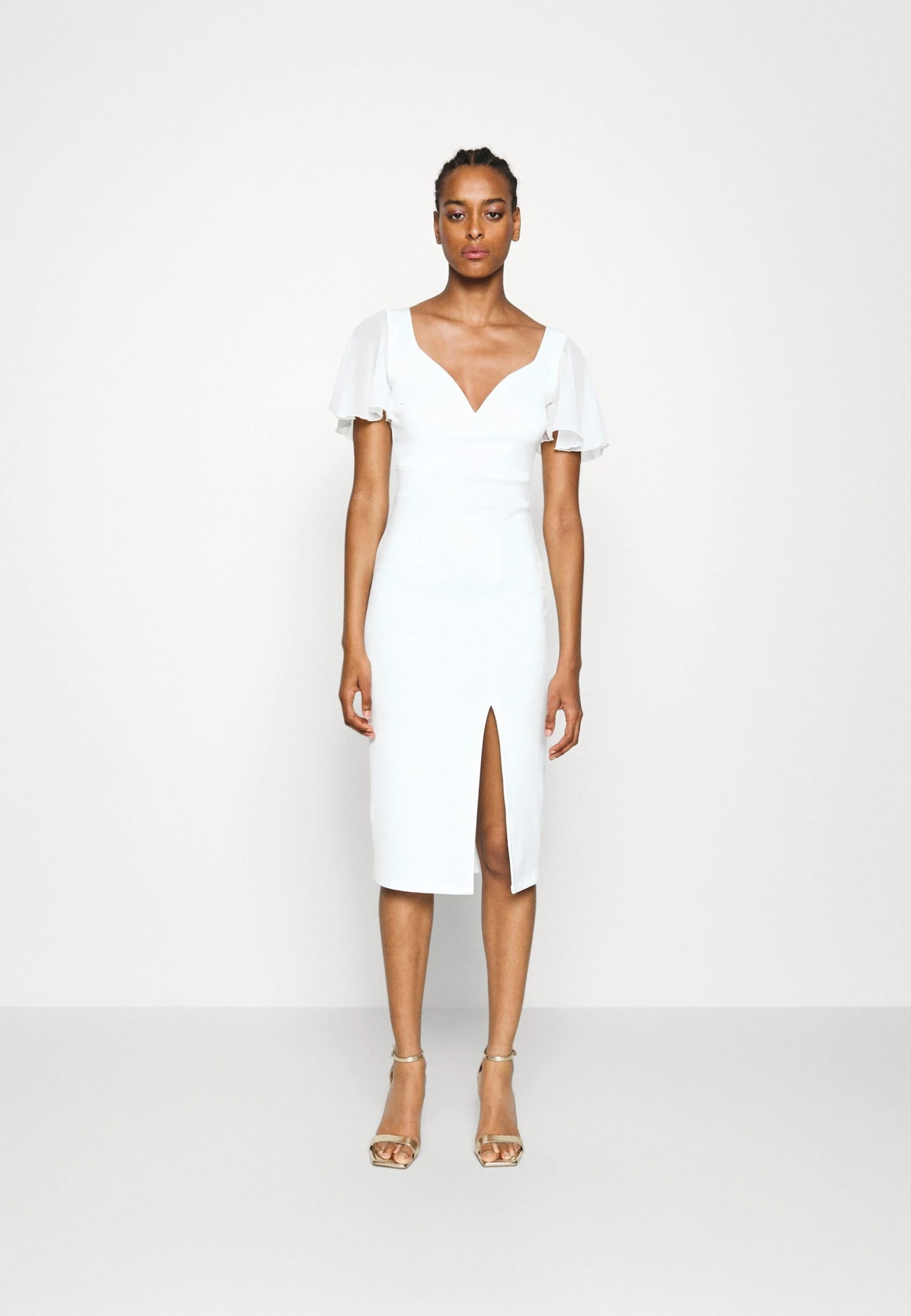 Lembera Sleeve Midi Dress - Etui-Jurk - White