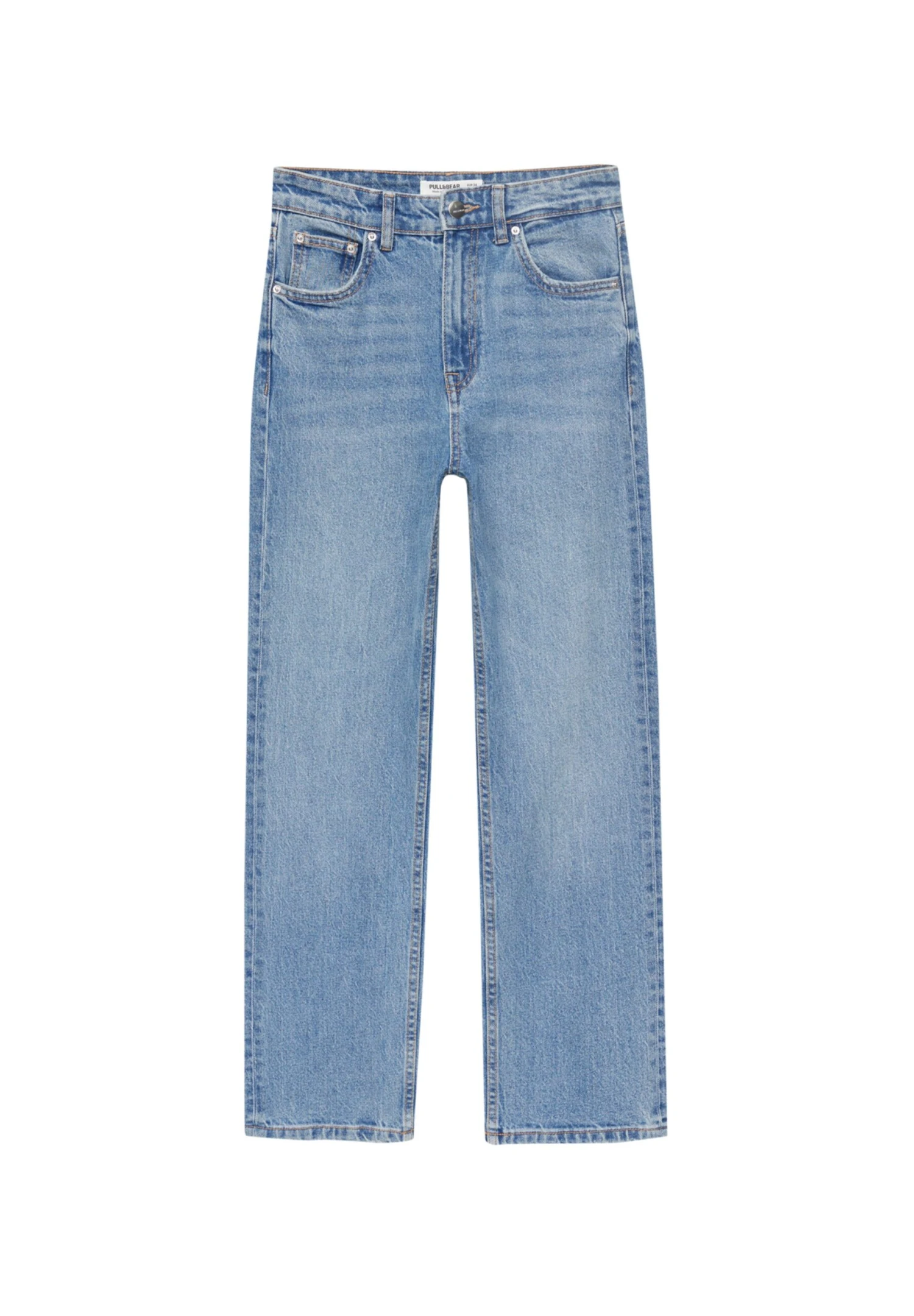 PULL & BEAR High Waist - Straight Leg Jeans - Stone Blue Denim - Image 6