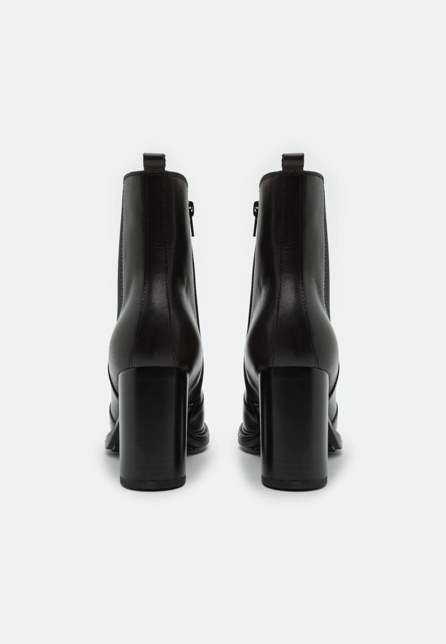 Leather- Enkellaarsjes Met Hoge Hak - Black - Image 4