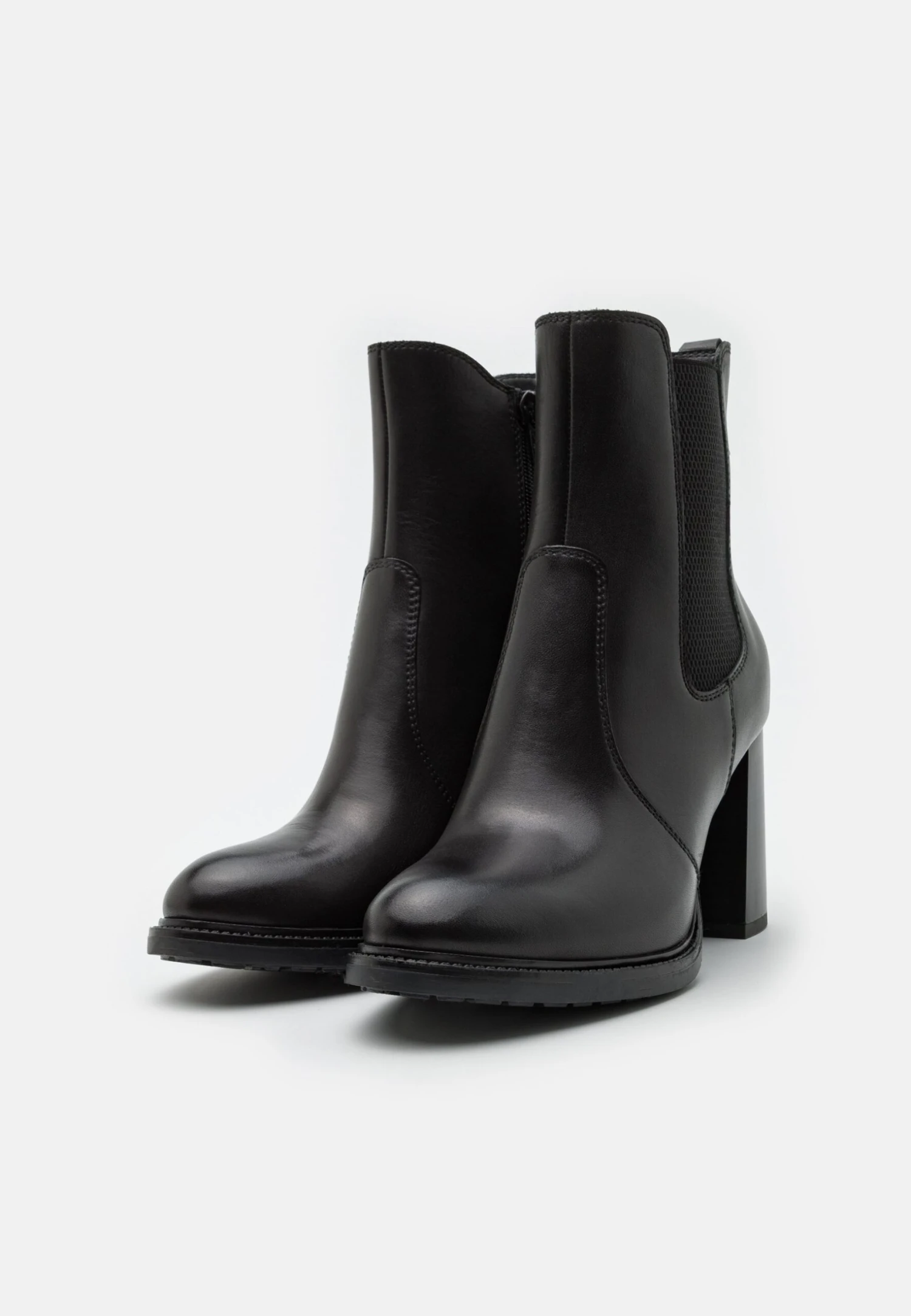 Leather- Enkellaarsjes Met Hoge Hak - Black - Image 3