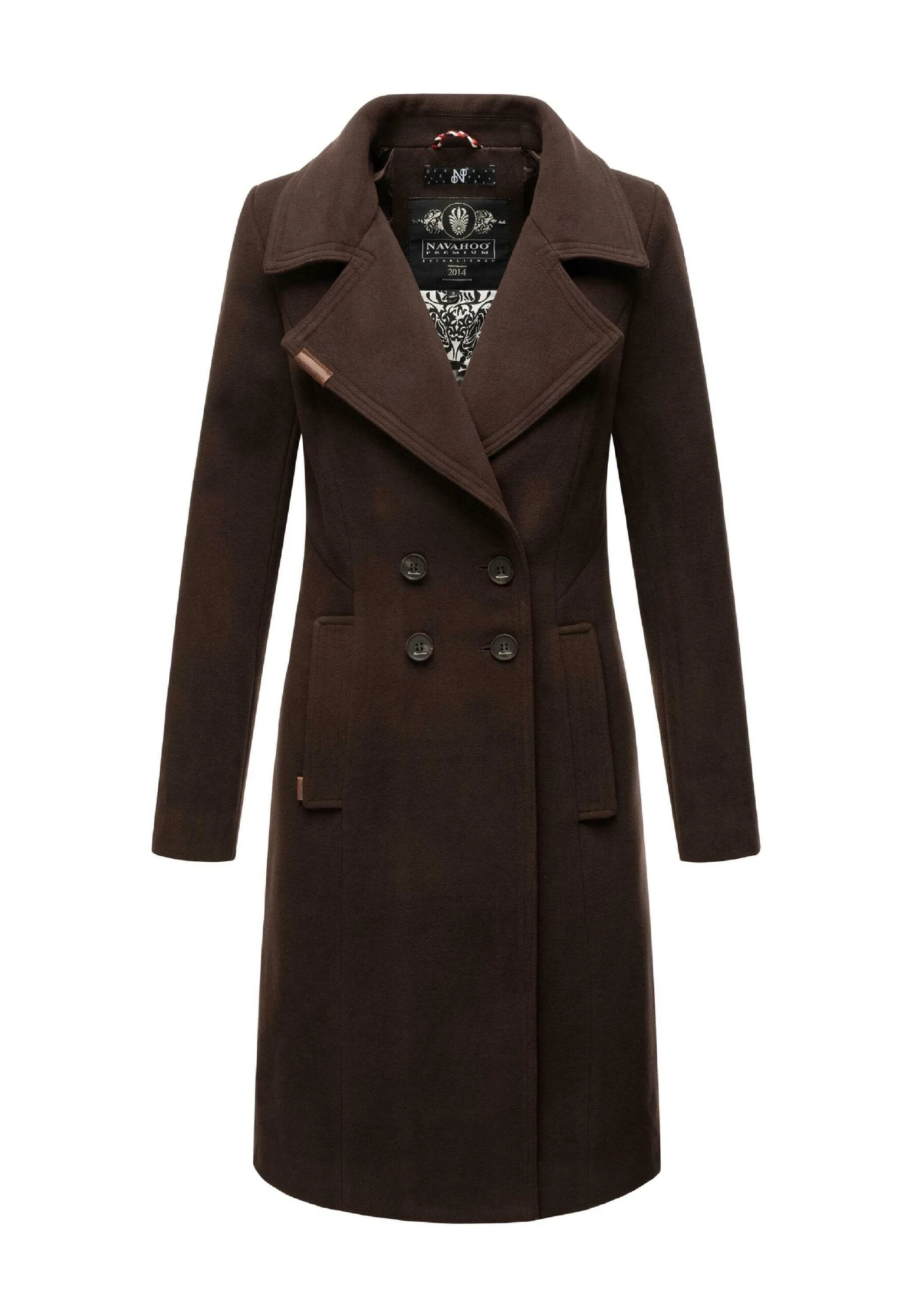 Navahoo Wooly - Halflange Jas - Dark Choco