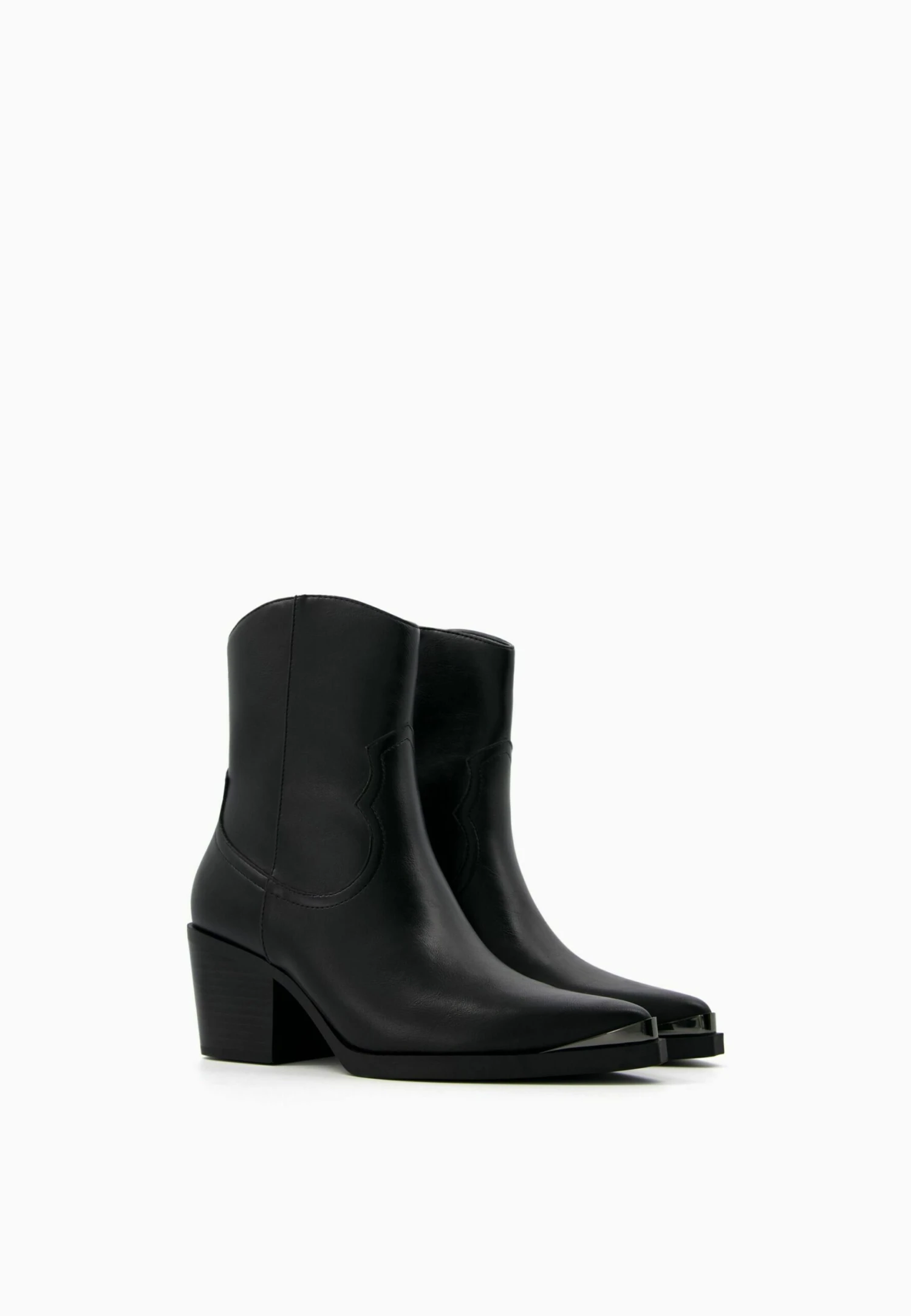 BERSHKA Heeled With Metallic Toe - Cowboy-/Bikerlaarsjes - Black - Image 3